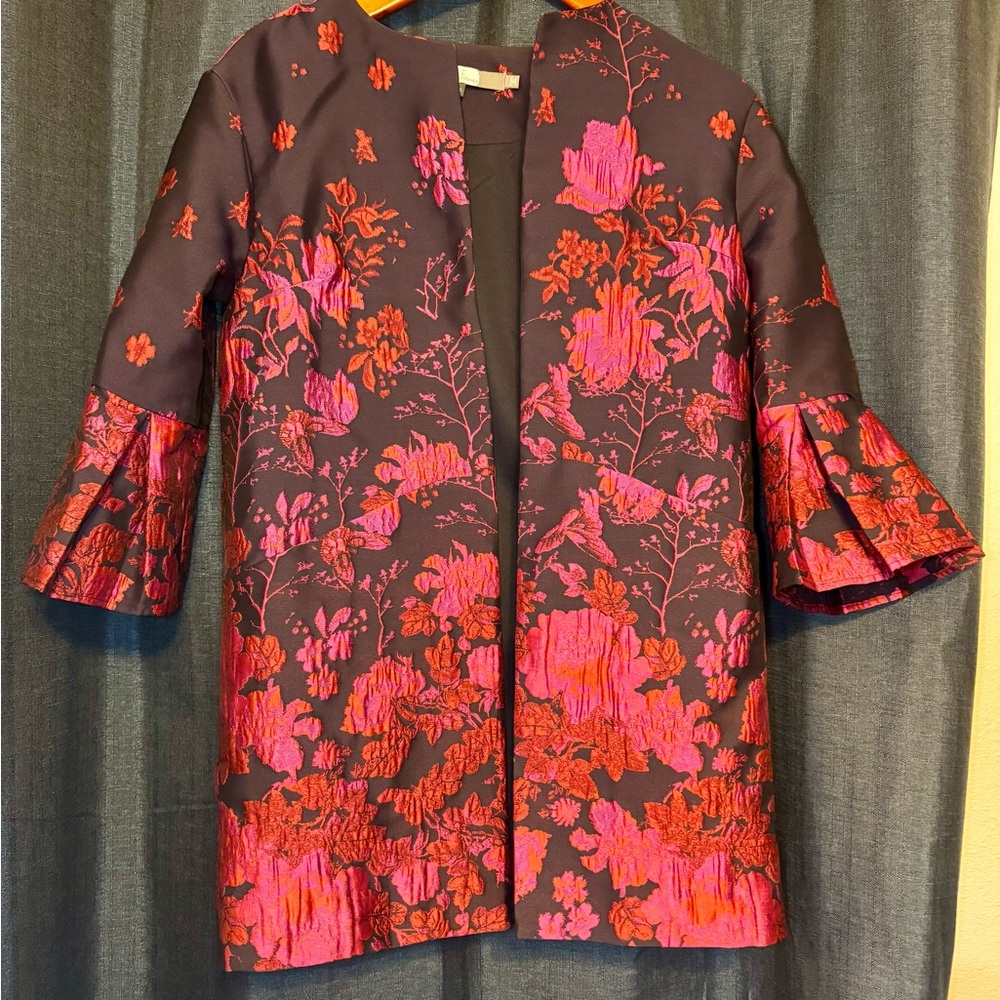 NWOT Eva Franco Navy and Pink Floral Women’s Jacket XS/S